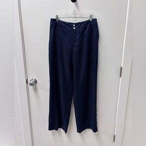 Vintage Lauren Ralph Lauren Women's Navy Linen Pants